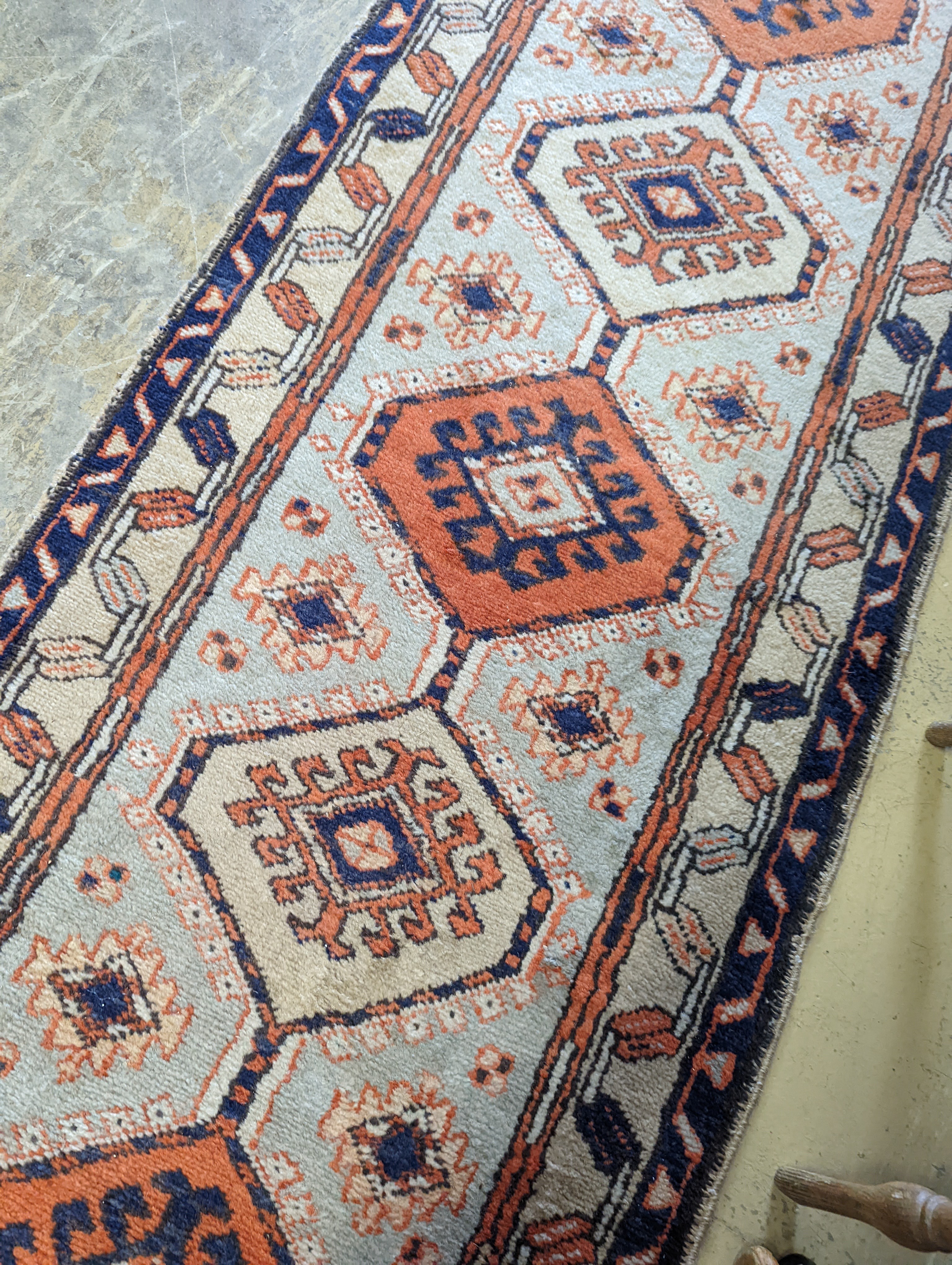 A Hamadan ivory ground runner, 360 x 74cm